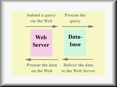 Figure 6 Workflow of an integrated Web-database server. This figure is a diagram of the workflow of an integrated Web-database server.